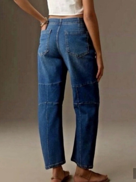 Pilcro Denim - Pilcro Leni Mid-Rise Tapered Barrel Jeans Size 32 Western Boho Hippie Casual
